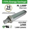 10W PL LED Bulb lamp 1000Lm 3000K G23 IP40 UL.  Direct Line (Remove Ballast)
