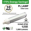 10W PL LED Bulb lamp 1000Lm 6500K G24-d3 IP40 UL.  Direct Line (Remove Ballast)