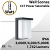 LED Outdoor Wall Sconce | Watt/CCT Selectable | 12-16W | 1742lm