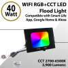 Outdoor Color Changing Flood Light 3800 Lm 40W IP66 Smart Life App, Google & Alexa (LED)