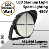 Field Lighting Stadium 480V 1200/1000/800W 163,846Lm 30/45/60° Tunable