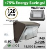 120W LED Wall Pack PC Lens 15500 Lm DLC 5000K